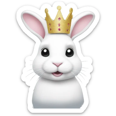 White rabbit with a glitter crown  sticker