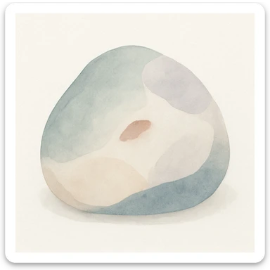 a painted rock, watercolor style, detailed brush strokes, soft colors sticker