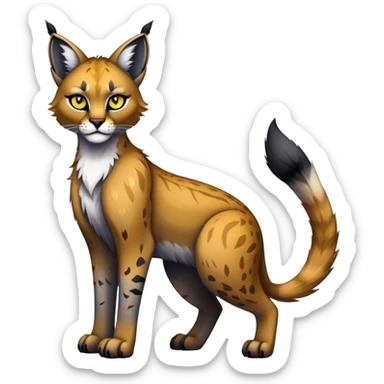 Vibrant dark edgy gothic Falvie-Fionbri-Bobcat-Caracal-creature-sparkle-feline-fursona, full body sticker