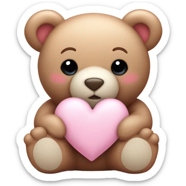 Baby pink heart and a bear sticker