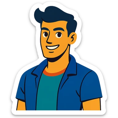 vibrant toon style handsome guy sticker