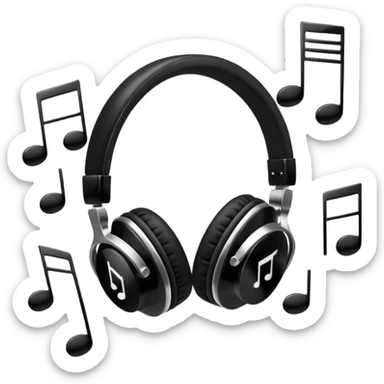 Headphones with music sticker