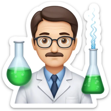 scientist middle age man photorealistic sticker
