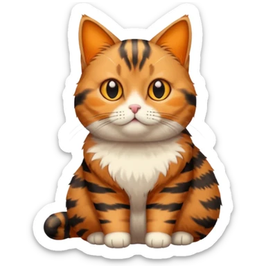 full body torbie cat with small head and short but chubby body sticker