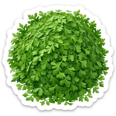 loose scatter of finely chopped dried parsley leaves with flat jagged shapes and soft matte texture, color ranges from bright to muted green, slight curl and crispness suggesting freshness preserved, no jar spoon or extras, just the herb, soft lighting, subtle shadows, emoji scale sticker