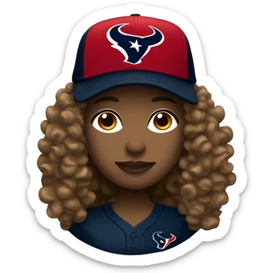 HOUSTON TEXANS baseball hat woman with long curly hair  sticker