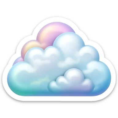 3d rendering, isolated, opalescent pearlescent colored, perfectly shaped, soft fluffy clouds sticker
