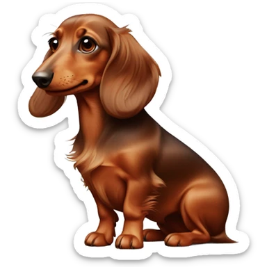 Long haired miniature dachshund brown red on Kneeboard  sticker