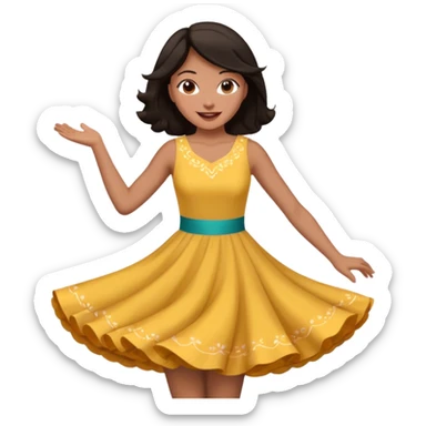 Dark hair women twirling sticker