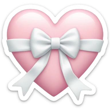 Pastel pink heart with white bow sticker