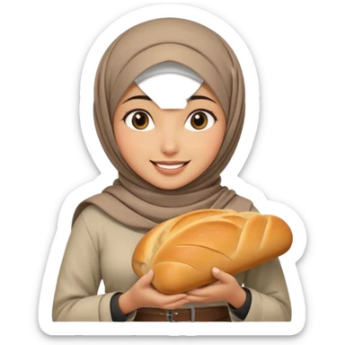 arab GIRL with hijab half body to belt, big bread sticker