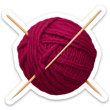 burgundy ball of thread with knitting needles sticker