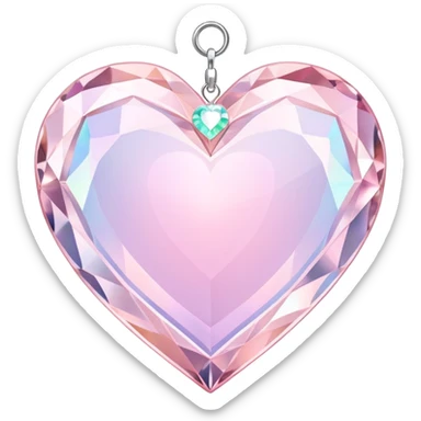 Iridescent pastel pink heart-shaped rosy pearly suncatcher crystals hanging  sticker