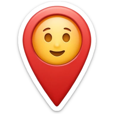 Emoji of a location pin, iPhone emoji style. Flat design, smooth gradients, rounded edges, soft shadows, clean look, white background sticker