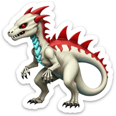 Shiny White Evil Glowing Eldritch Skeletal Creepy Edgy Badass Cool Marowak-Boneknapper-Salandit-Duskull-Darkdramon-fusion with bloody red markings sticker