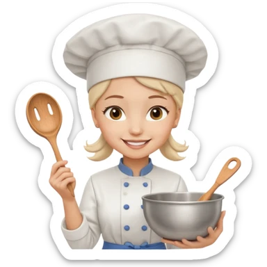 Young female baker – wearing white chef hat

 sticker