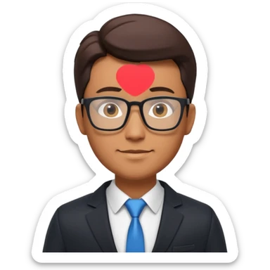 A stylized 3D avatar of a visionary tech CEO, male, wearing glasses and a sleek dark blazer. He has a confident, friendly expression. The lighting is a dramatic gradient of purple and electric blue neon. Rim lighting on the edges of the character. Dark background, cyberpunk minimalist aesthetic. sticker