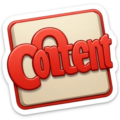 Edit the image to change the text to 'CONTENT' in a red font, keeping the standalone icon in retro stickers style. Maintain the retro sticker style but emphasize the word 'CONTENT'. sticker