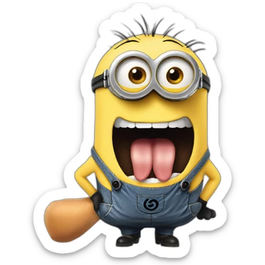 A minion sticking out his tongue sticker