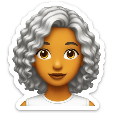 chica con cabello color naranja, cabello rizado, y blanca sticker