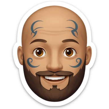 bald bearded man with face tattoo sticker