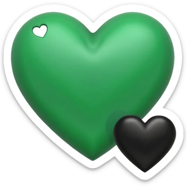 A green heart and black heart mixed together sticker