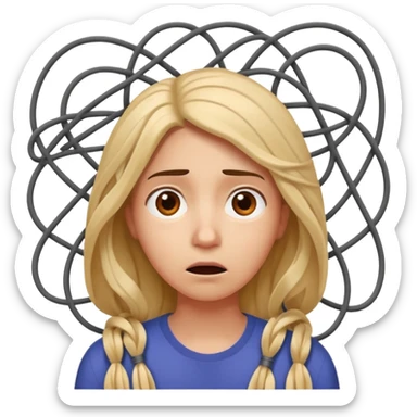 confused person looking at tangled neural network lines, afraid neural nets are too complex, expressive and vibrant sticker