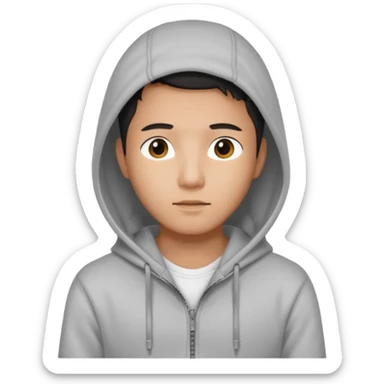 Create a handsome korean men with a white tshirt and a hoddy with ziper sticker