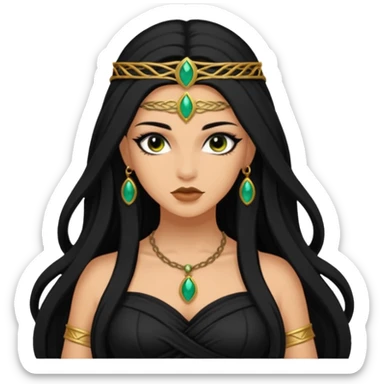  Achlys, Poison Goddess from Rome Mythology with long black hair, black outfit sticker