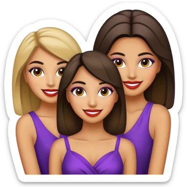 3 olive skin tone best friends. Glammed up, smiling  sticker