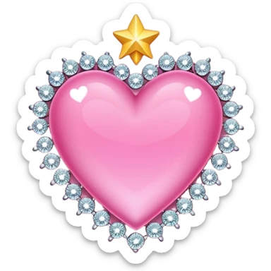 Corazón rosa con estrellitas y brillitos sticker