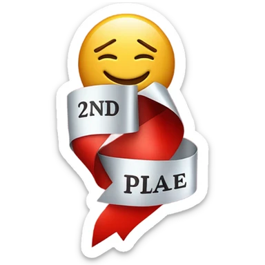 A bright red award ribbon that says 2nd place  sticker