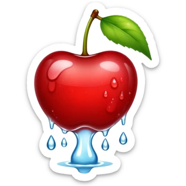 Wet cherry leaking water sticker