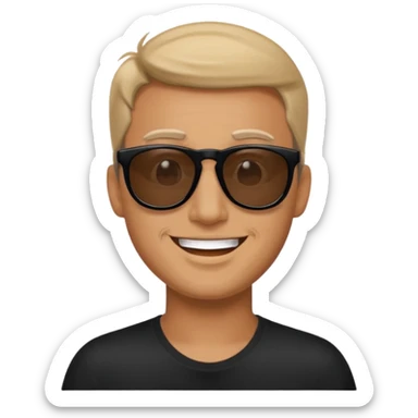 happy man with black sunglass sticker