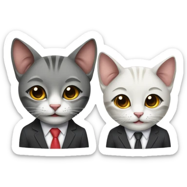 2 African American smiling cats well-dressed wearing headsets  sticker