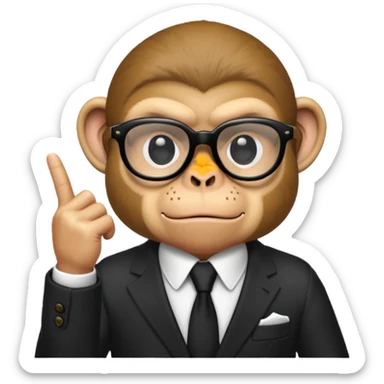 Make a suspicious emoji  that looks like a monkey in a mafia with mafia black glasses snapping its fingers sticker