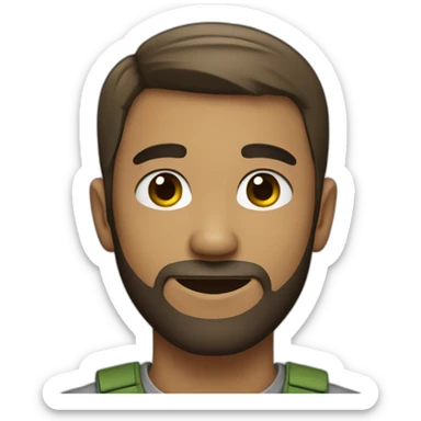 Young man with short hair and a beard without moustache sticker