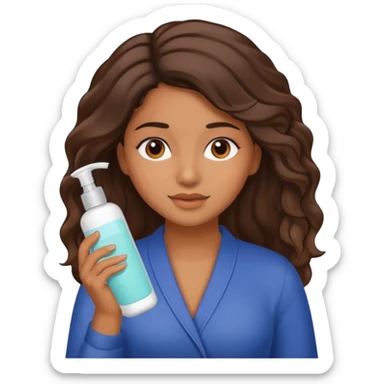 Latina girl applying conditioner to her hair sticker