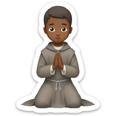Un chico moreno con un hábito fransiscano gris ,y que el este de lado en forma de oración  sticker