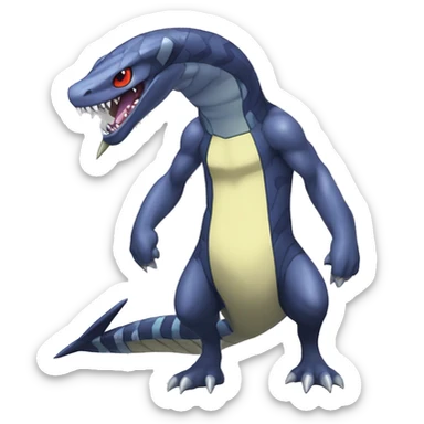 Cool Edgy Seviper-Sharpedo-Gabite Fakémon Digimon with Edgy markings, full body, outlined sticker