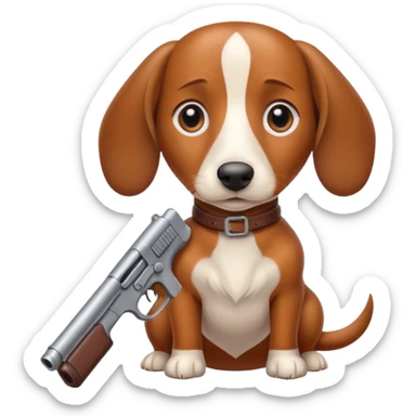 Wiener dog with gun sticker
