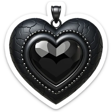 realistic gothic heart with a black crystal pendant sticker