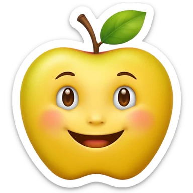 create an apple like yellow emoji that looks teally relaxed and smiles more on one site than another sticker