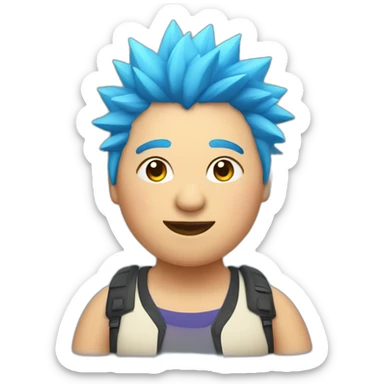 Older fat lesbian Chilean very short spiky bright blue hair sticker