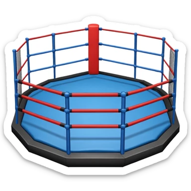MMA cage arena object icon, octagon fighting cage with metal fence walls, padded corner posts, professional combat arena, 3D cartoon style, mobile game icon style, centered, clean background, no people, no text, no watermark
 sticker