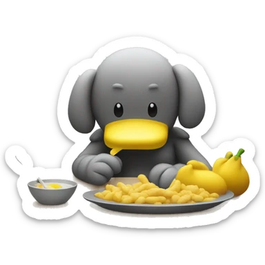 Kaws qui mange du poulet sticker