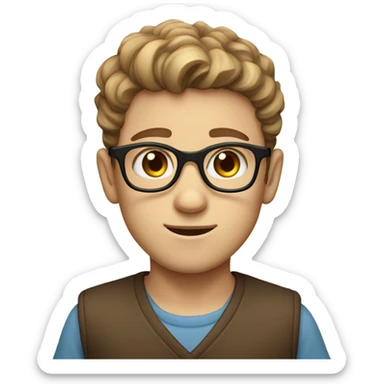 Jewish boy with sharp nose blue eyes square glasses and light brown hair  sticker