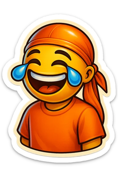 lol face laughing crying
orange shirt
make him smile
Change His durag To orange sticker