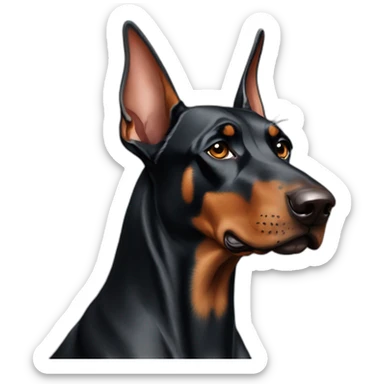 Doberman uncropped ears sticker