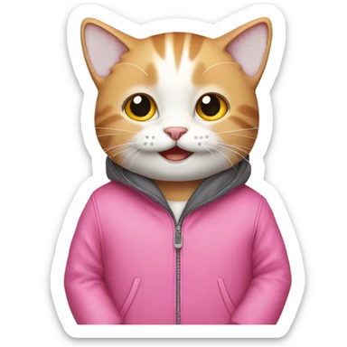 smiling kitty with pink jacket  sticker